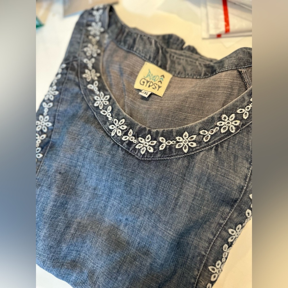 Jaded Gypsy Patchwork Skies Embroidered Top - Picture 5 of 6